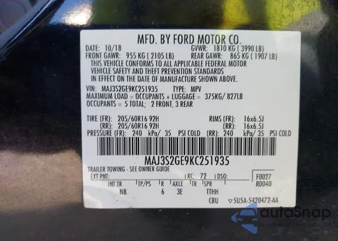 2019 Ford Ecosport Se from USA, damaged, VIN MAJ3S2GE9KC251935